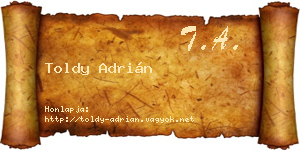 Toldy Adrián névjegykártya